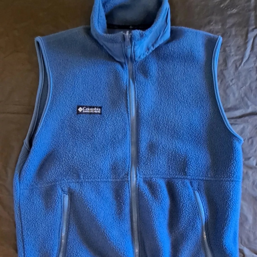 Columbia Royal Blue Fleece Vest Sleeveless Stand-Up Collar